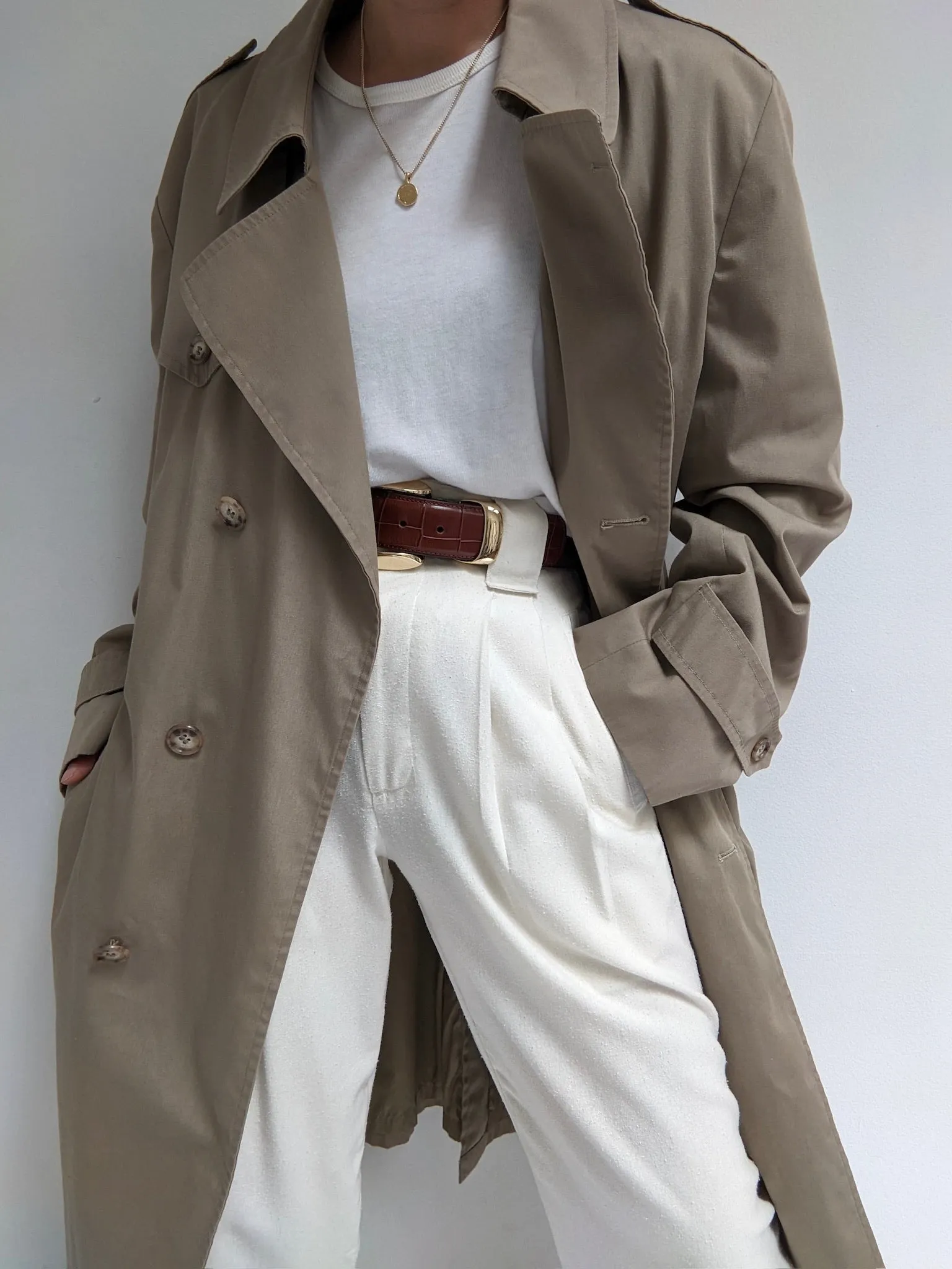 Vintage Dark Khaki Trench Coat