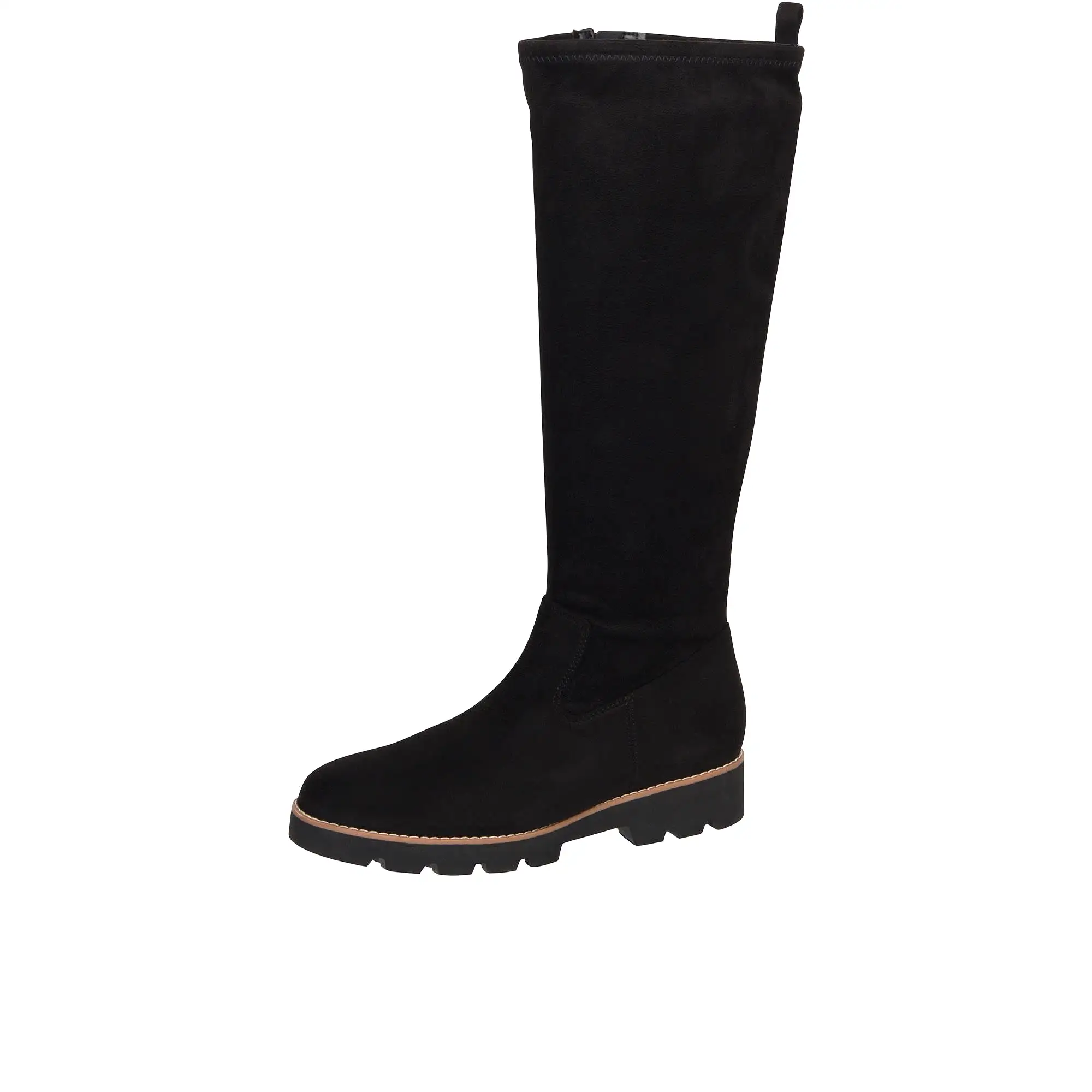 Vionic Womens Ashburn Tall Boot Black Stretch Microfiber