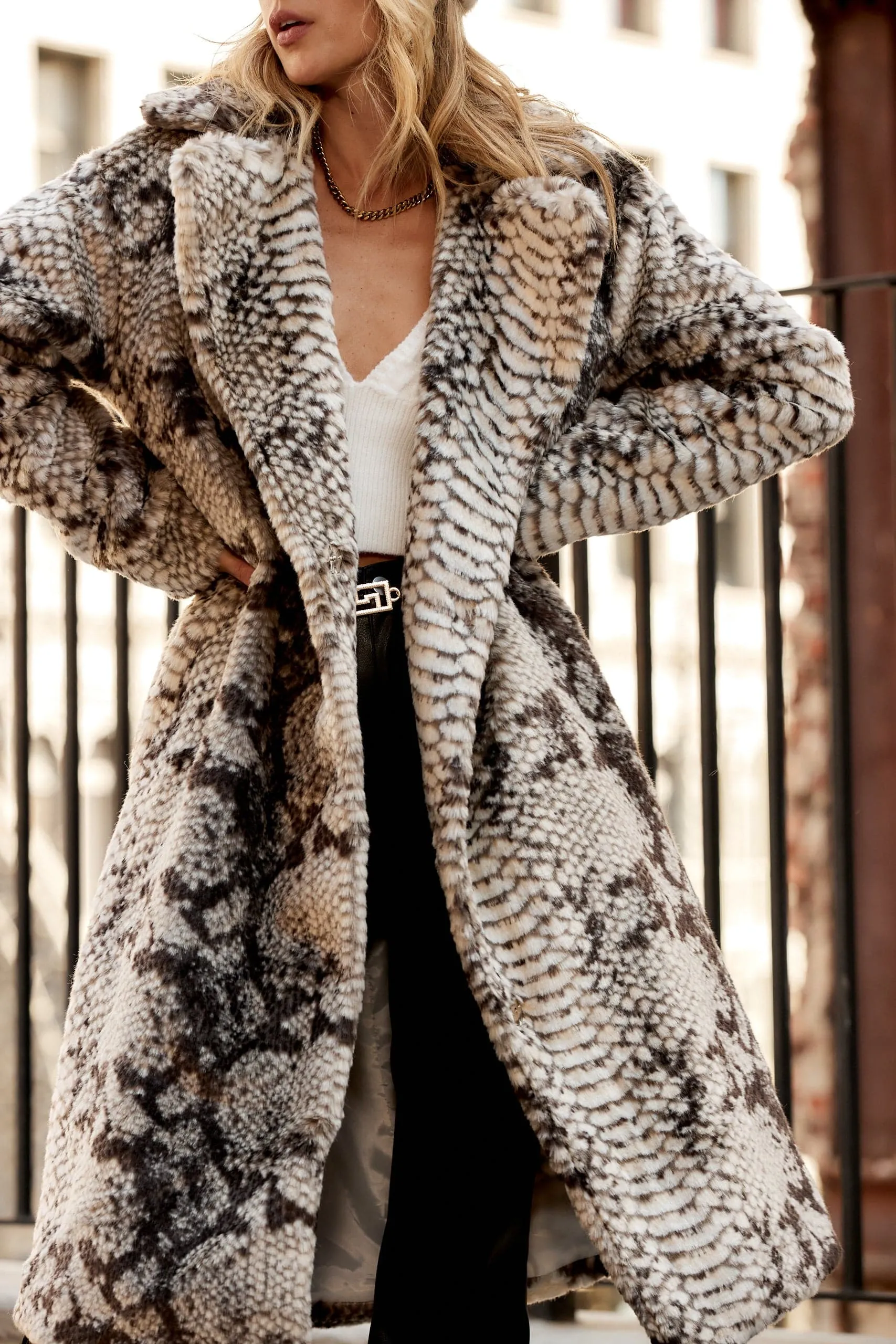 Vivienne Grey Snake Faux Fur Jacket