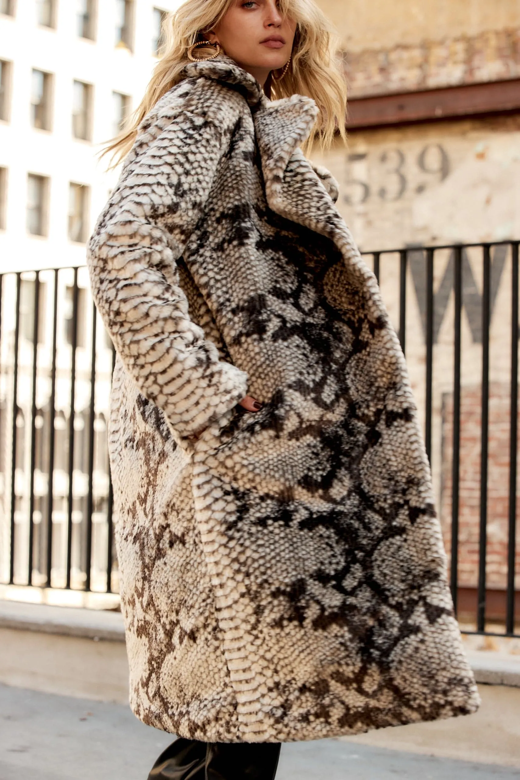 Vivienne Grey Snake Faux Fur Jacket