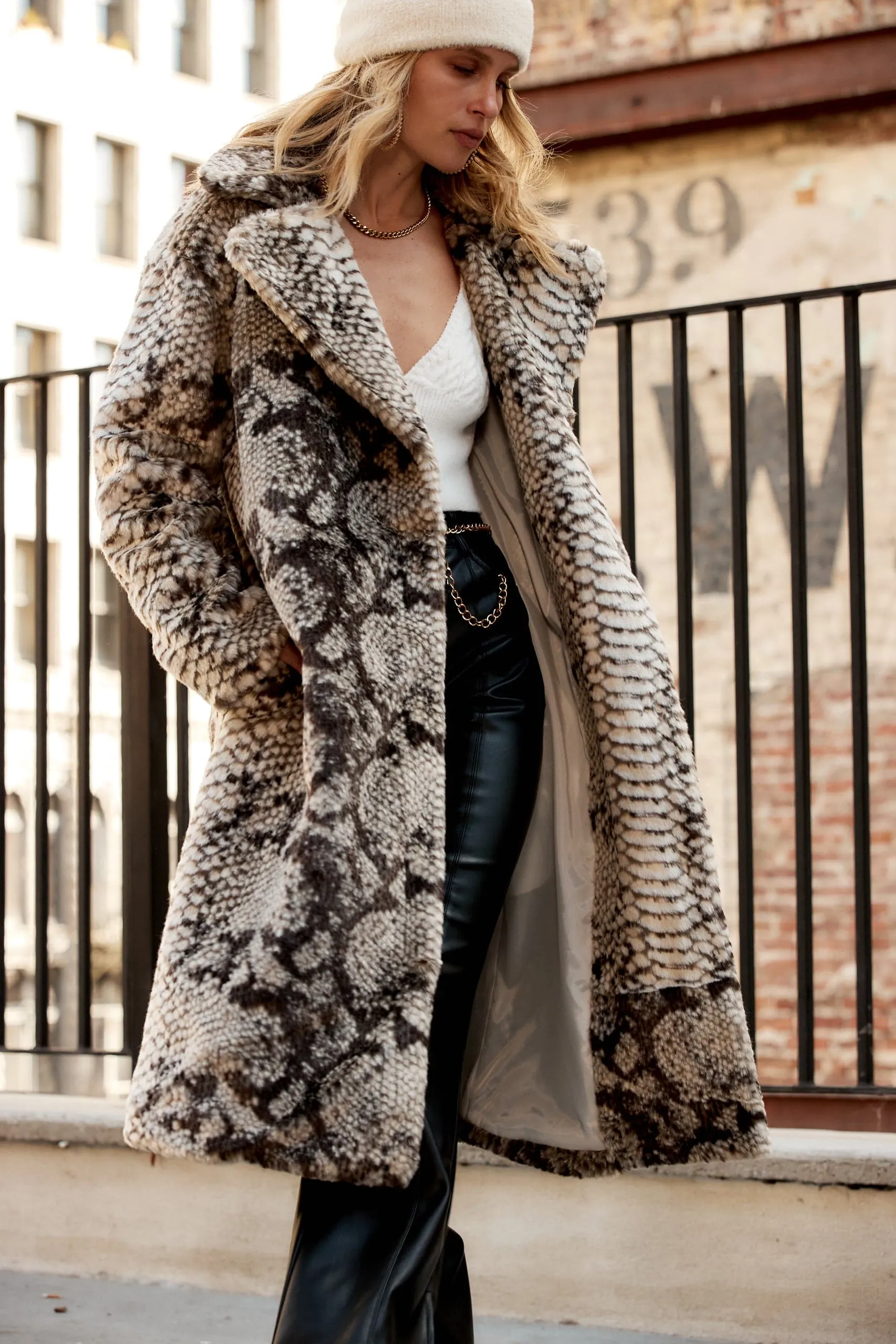 Vivienne Grey Snake Faux Fur Jacket