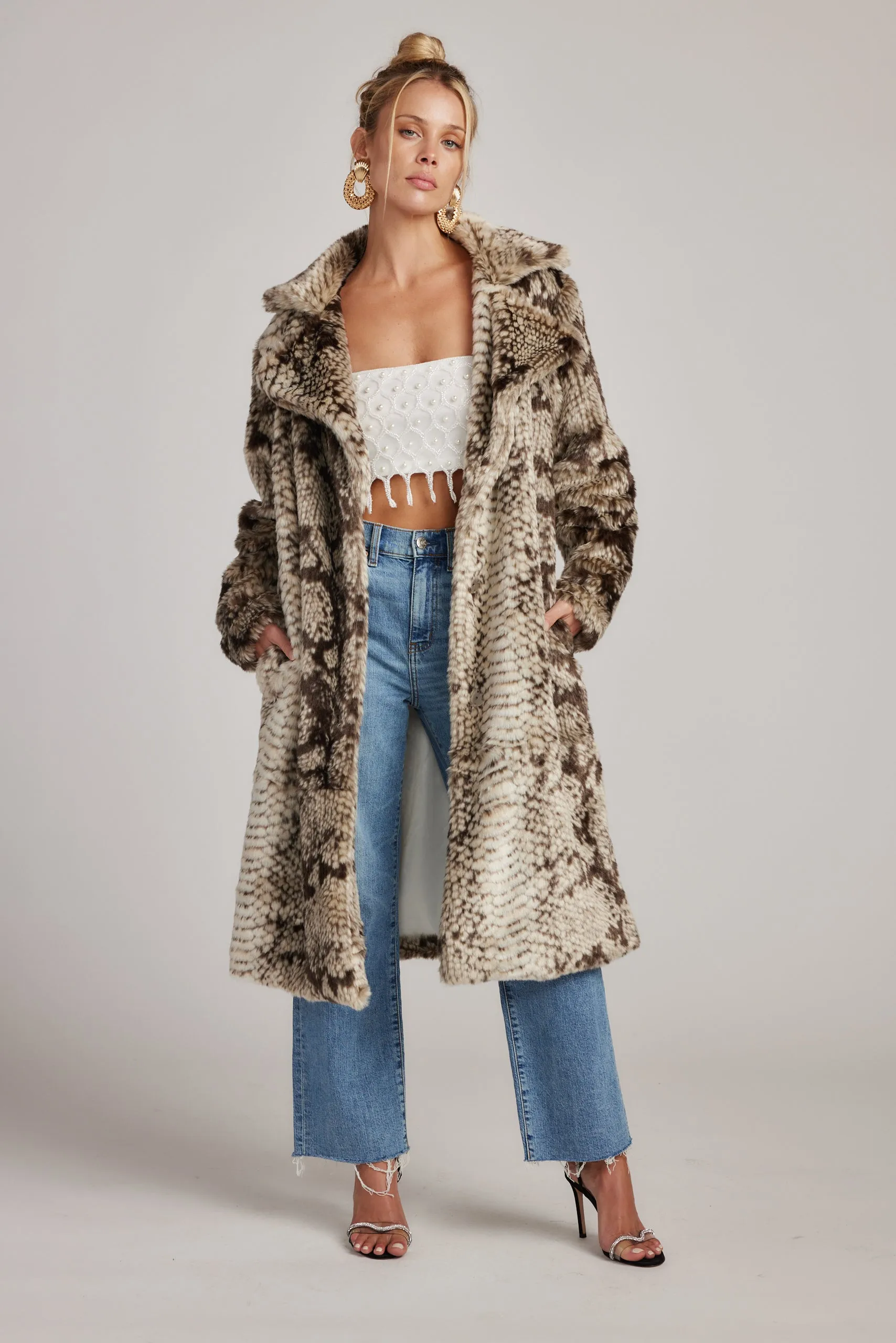 Vivienne Grey Snake Faux Fur Jacket