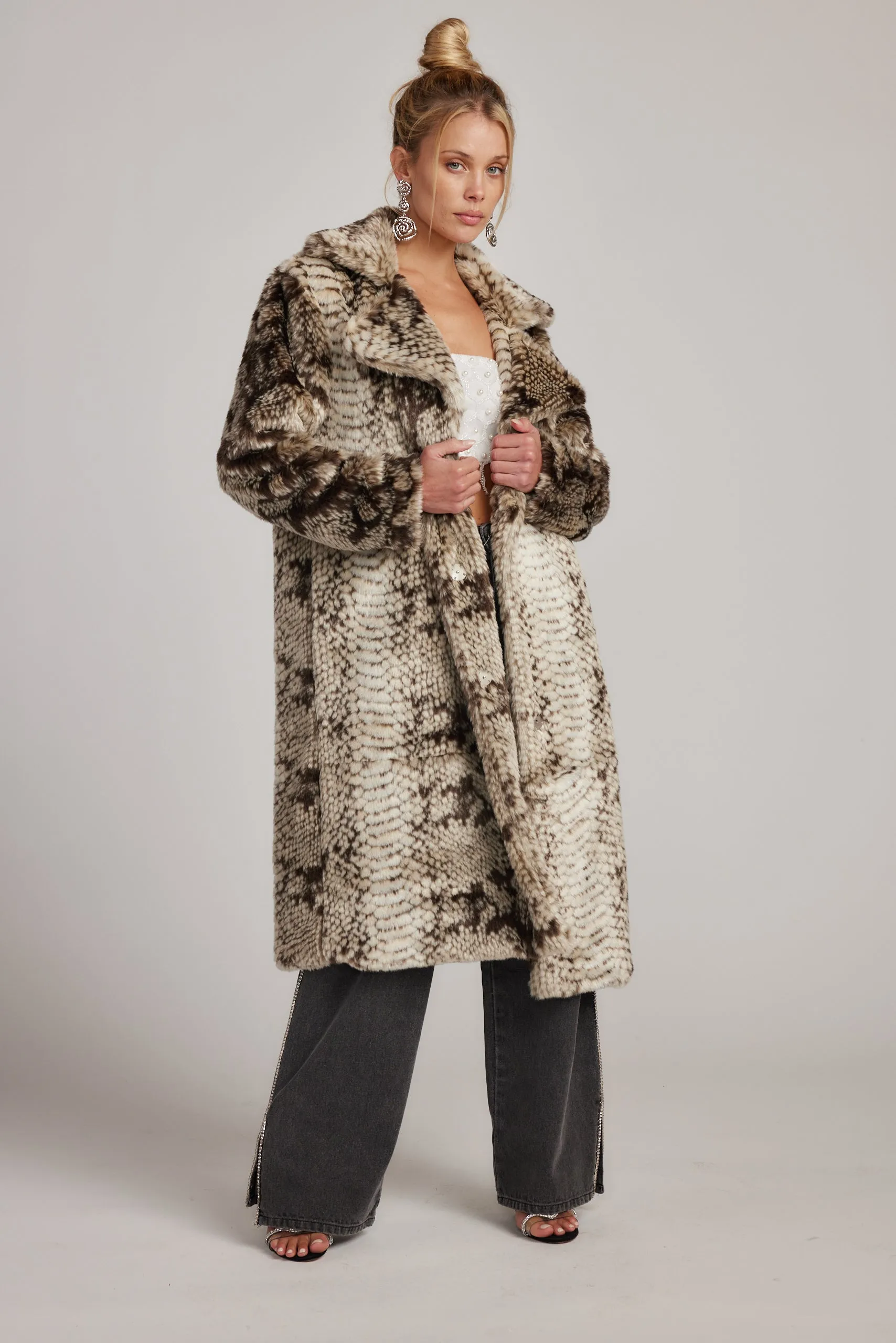 Vivienne Grey Snake Faux Fur Jacket