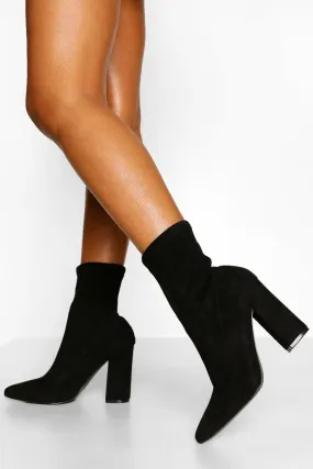 Wide Width Block Heel Sock Boots