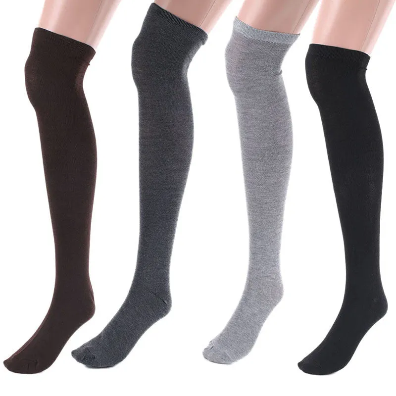 Women Girl Sexy Thigh High Stocking Over the Knee Cotton Stockings Opaque Knitted 4 Colors PY8 SM6