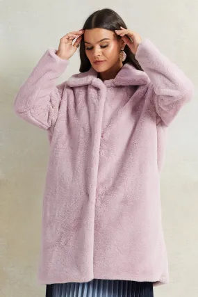 Women Lilac Long Fur Jacket