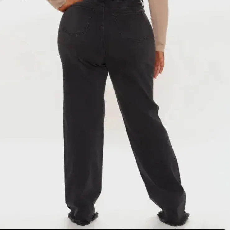 Women's Black Denim Military Style Full Length Wide Leg Trousers