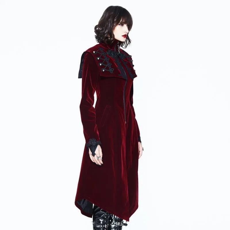 Women's Square Bertha Collar Goth Long Coat