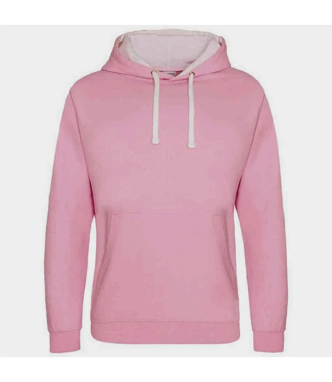 Womens/ladies varsity hoodie baby pink/arctic white Awdis